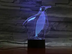 Животное Пингвин 3D лампа сенсорный датчик 7 цветов раздевалка декоративная лампа Детский комплект ночник Пингвин светодиодный ночник