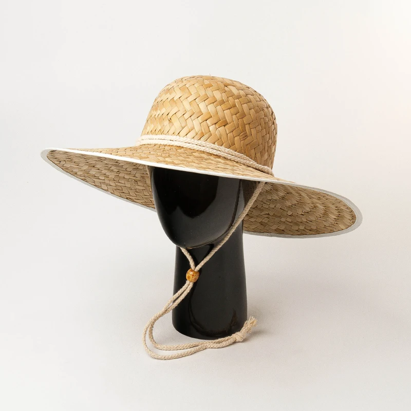 

01905-hh7271 red ribbon European show style summer handmade paper wind brim leisure beach lady cap women sun hat