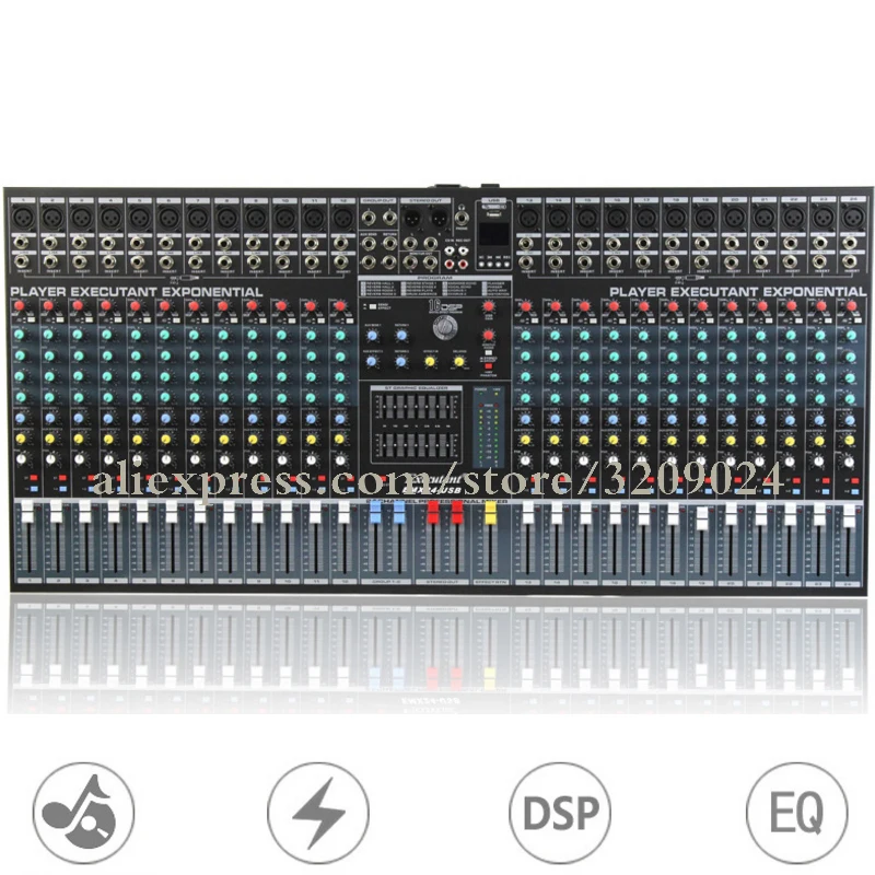 24 Channel Mixer with USB MP3 Reverb 16 DSP Reverb Effect Stage Mixer Large Reverb Microphone