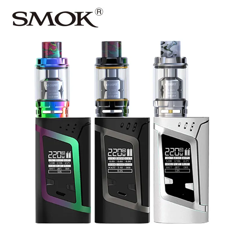 

Original 220w Smok Alien Kit with 6.5ml Cigpet ECO12 Atomizer ECO-T12/Q4 Coil E-cig Vape Kit / 220W Alien TC Box Mod No Battery