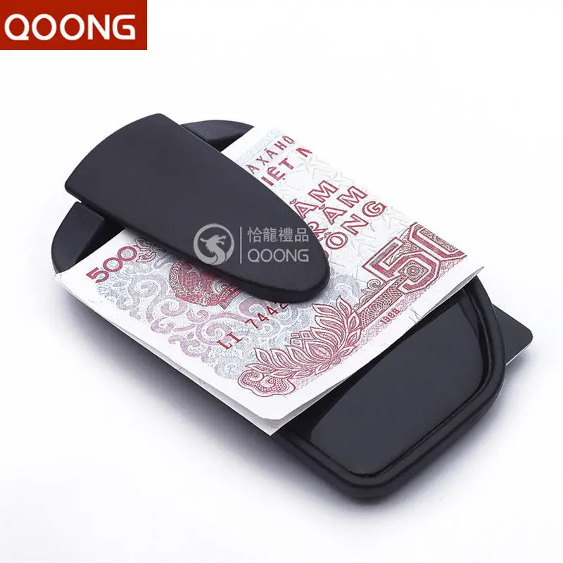 

QOONG 2016 PVC Double Sided Slim Pocket Plastic Men Money Clip Wallet Credit Card Money Holder Women Bill Clip Clamp QZ42-014
