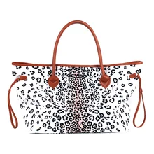 Белая симметричная леопардовая сумка заготовки холст леопардовая Сумочка коричневая ручка бесконечная строчка кошелек в 2 цветах DOM106874