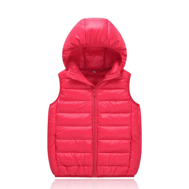 Г. Модные детские жилеты на утином пуху верхняя одежда для маленьких мальчиков, жилет однотонные детские куртки осенние пуховые пальто для маленьких девочек - Цвет: Красный
