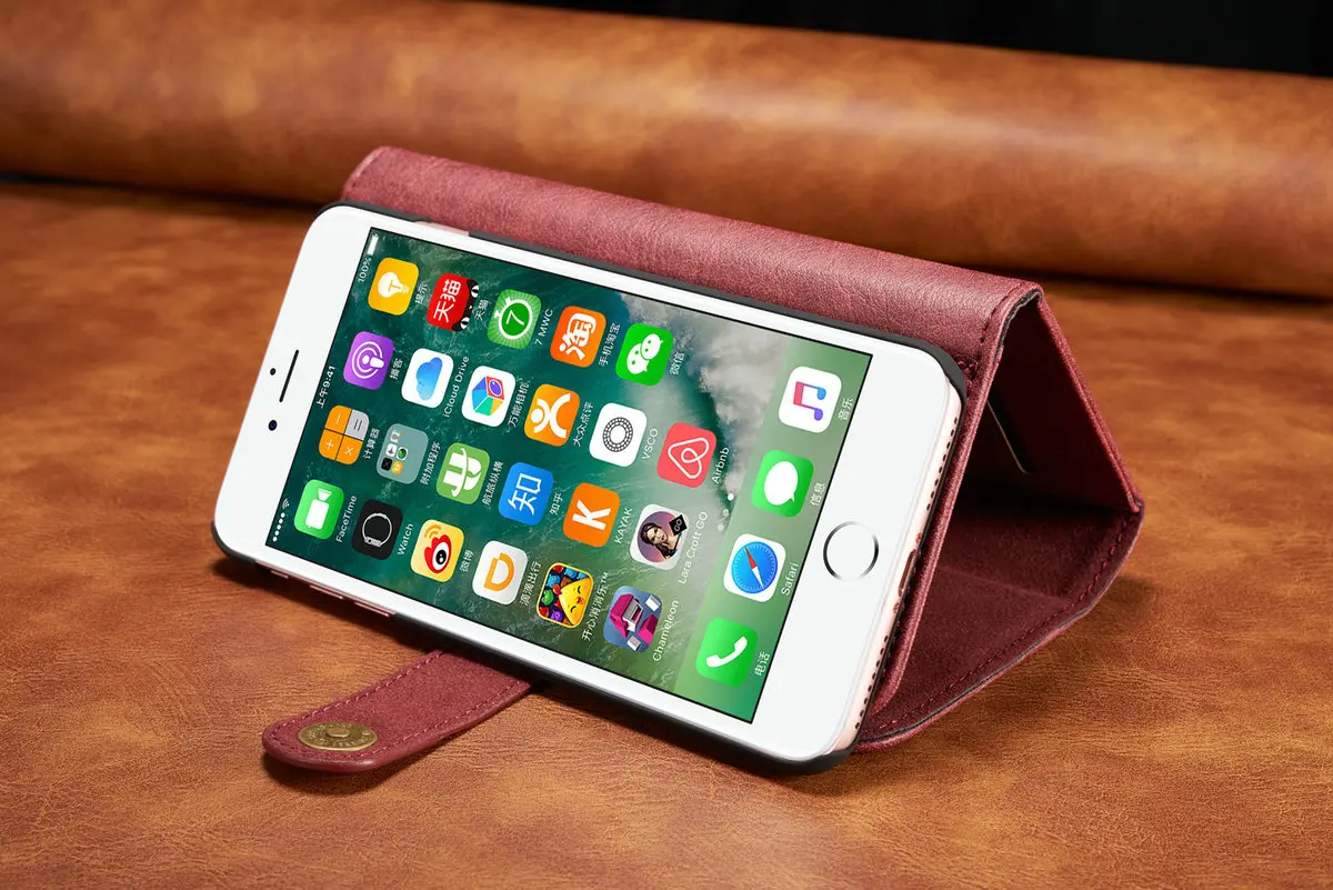 DG. Кошелек Ming чехол для iPhone 6 6S 7 Plus Ретро Натуральная кожа Многофункциональный слот для карт съемный магнитный чехол для iPhone 7