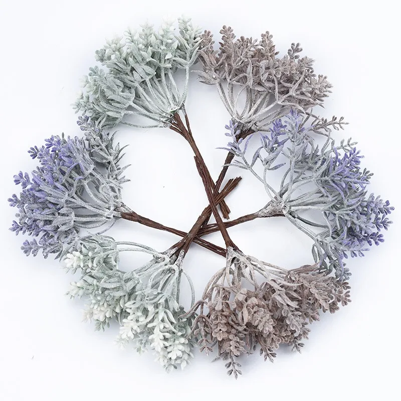 

6PCS Artificial plastic flowers christmas decorations vases for home wedding party Fake plants gifts box diy wreath scrapbooking