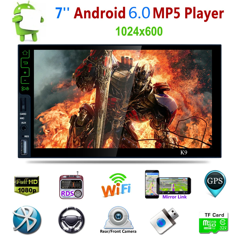 Автомобильный мультимедийный плеер четырехъядерный Android 5 1 Bluetooth HD стерео 7