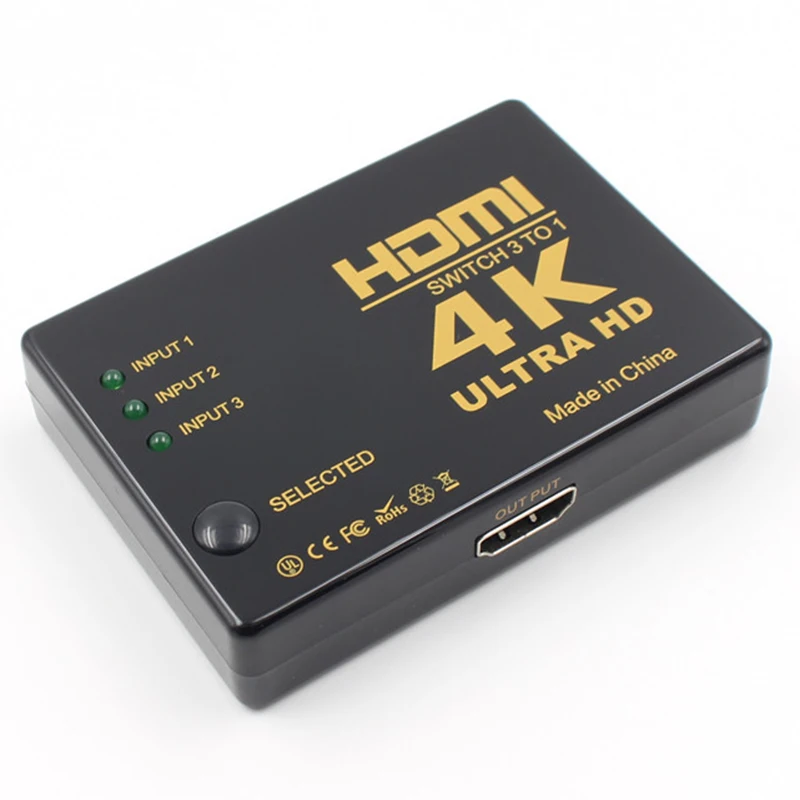 Rovtop HDMI коммутатор 4K 3 порта 4K* 2K коммутатор сплиттер коробка 3D ультра Полный HD1080p для DVD HD tv Xbox PS3 PS4 tv Box Z2