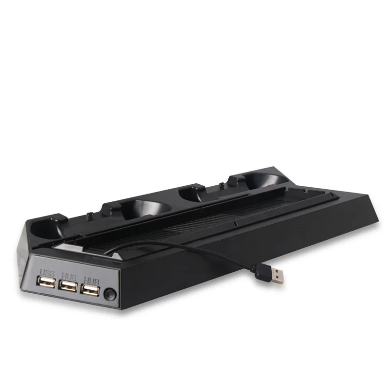 PS4 тонкий вертикальный стенд с охлаждающим вентилятором двойной контроллер зарядная станция 3 дополнительных USB концентратор Порты и разъёмы для Playstation 4 PS4