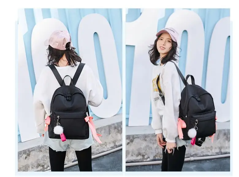 ПОБЕДИТЕЛЬ Розовый школьный рюкзак для девочек-подростков Mochila Feminina Escolar женские рюкзаки нейлоновый повседневный рюкзак для ноутбука с бантом