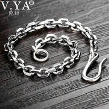 V. YA Ретро 925 пробы серебряные звенья цепи браслеты для мужчин Персонализированные серебряные мужские браслеты ювелирные изделия 3,8 мм/5 мм толщиной