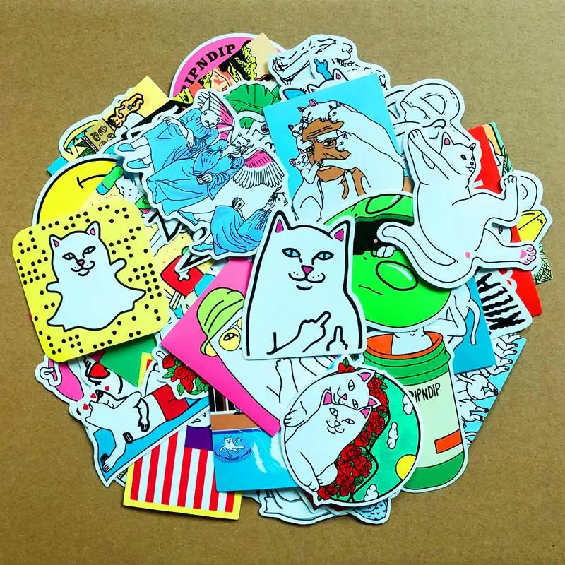 50 x Middle Finger Ripndip Skateboard Sticker Waterproof Luggage Car Decals Gift