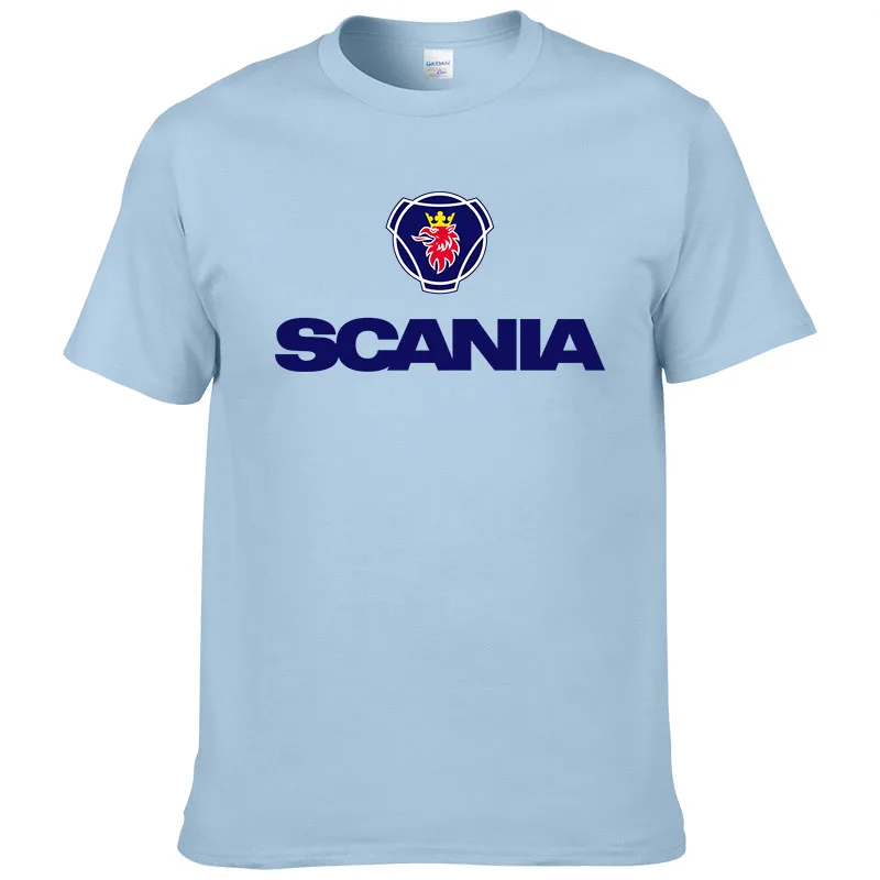 light blue Новинка, мужские футболки, модная футболка Saab SCANIA, хлопковая Футболка с круглым вырезом и короткими рукавами, летняя футболка#190 - Цвет: light blue