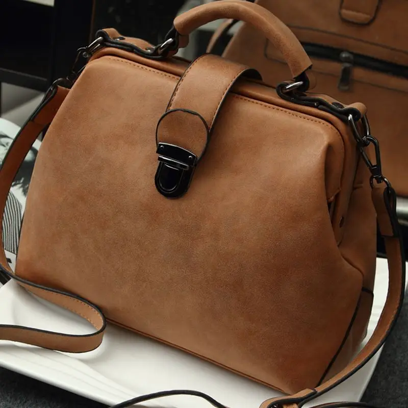 

BARHEE Faux Suede Women Handbag Vintage Doctor Shoulder Bag Matte Diamond Lattice PU Leather Solid Handbag Bag for Ladies Tote