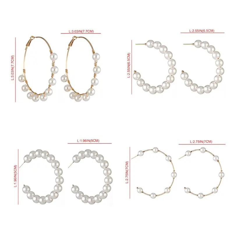 Элегантные белые большие жемчужные серьги-кольца для женщин, модные ювелирные изделия