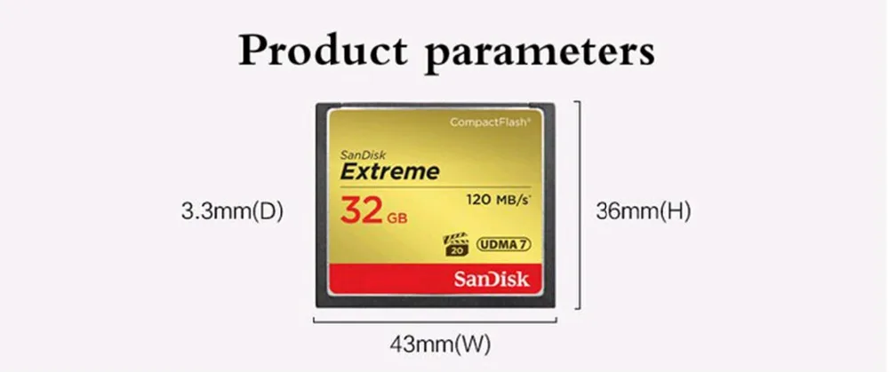 Карта памяти SanDisk Extreme 16 ГБ 32 ГБ 64 Гб 128 ГБ компактная флеш-карта класс 10 120 м/с карта CF для видеокамер 4K и Full HD