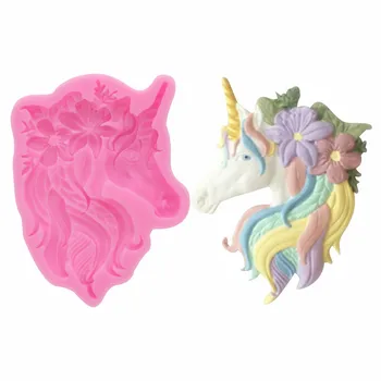 

Unicorn Shape Cake Mold 3D Mirror DIY Silicone Fondant Mold Cake Decoration Tool Fondant Sugar Craft Molds Chocolate Moulds