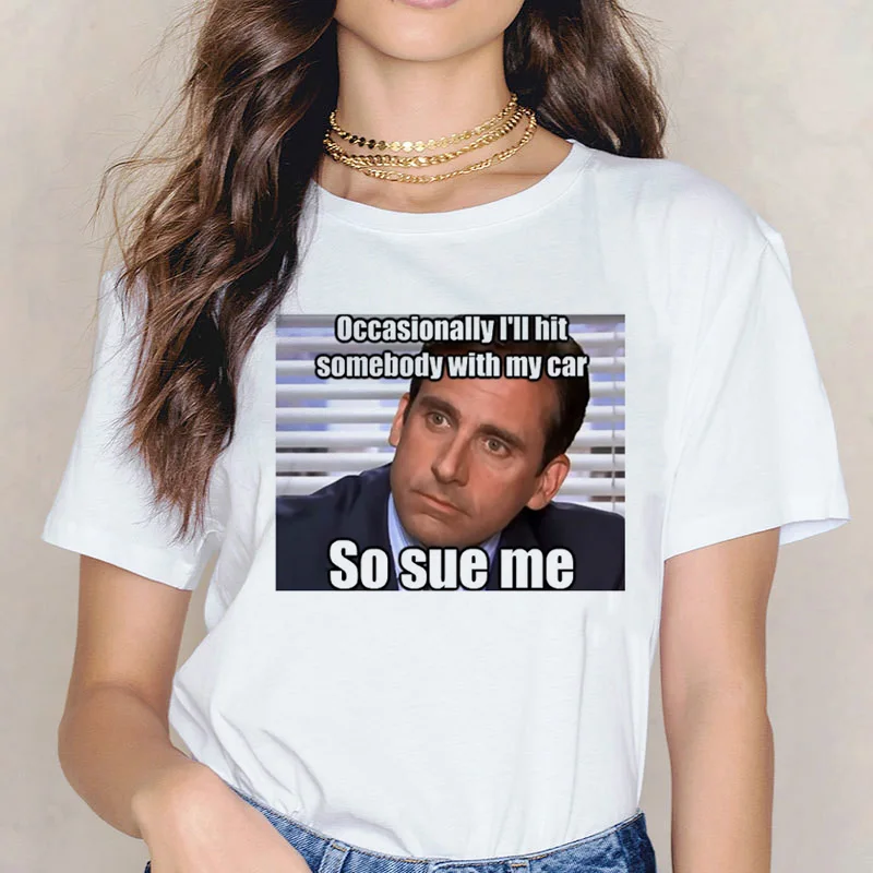 Майкл Скотт Харадзюку футболка забавная женская футболка офисная мода гранж эстетический Графический футболки Femme ulzzang 90s - Цвет: 3993