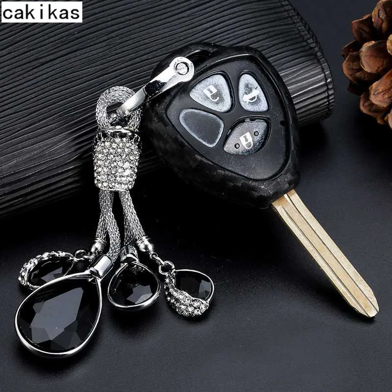 Силиконовый чехол брелок из углеродного волокна для Toyota Auris Camry Rav4 Corolla Prado Yaris enza