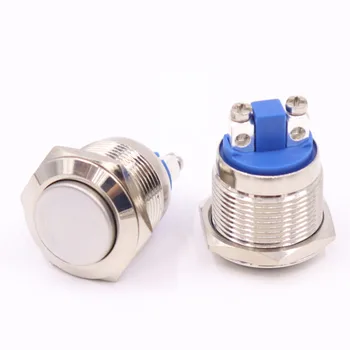 

19mm metal push button waterproof nickel plated brass switch ball head Round shape momentary self reset 1NO