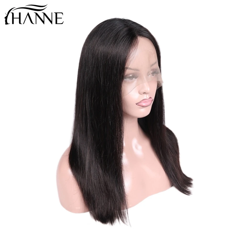 Ханне волос бразильский человеческих волос парики Glueless передние волосы на кружеве парик Средний часть прямые волосы парик для черный Для