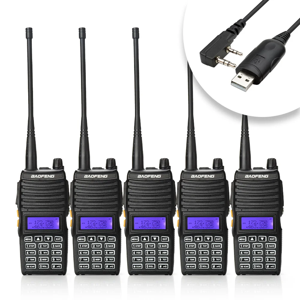 

5x Baofeng UV5Xmate Handheld Dual Band Two-way Radio Walkie Talkie+ 5x Earpiece+ Programming Cable Compatible with Win10 MAC