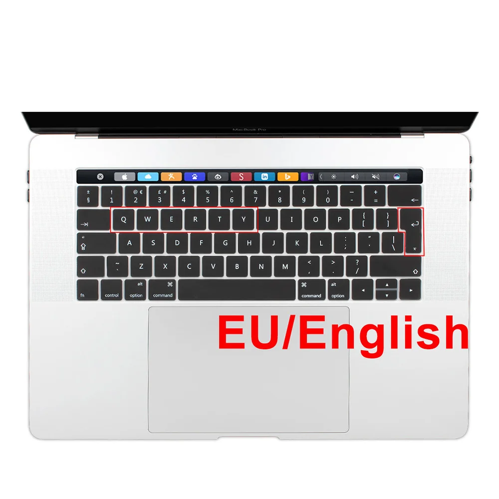 ЕС Евро Европейский символы английского языка клавиатура чехол для нового Macbook Pro 13 15 с сенсорной панелью A1706 A1707 клавиатура протектор