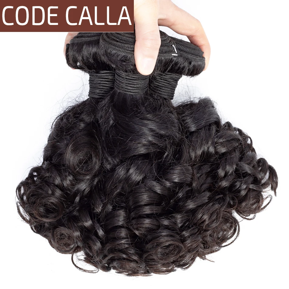 Код Calla Bouncy кудрявые индийские волосы Remy салон волосы на Трессах для наращивания человеческие волосы пучки с 2X6 Ким К Кружева Закрытие для женщин