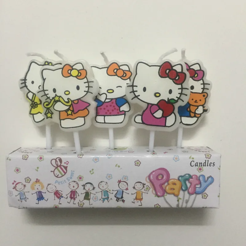5pcs Set Hello Kitty Cartoon Theme Candle Birthday Cake