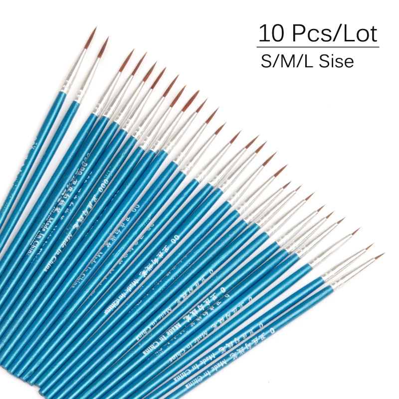 10 шт./партия тонкие ручные ручки для рисования, ручки для рисования, кисть для рисования, нейлоновая кисть, ручки для рисования, товары для рукоделия