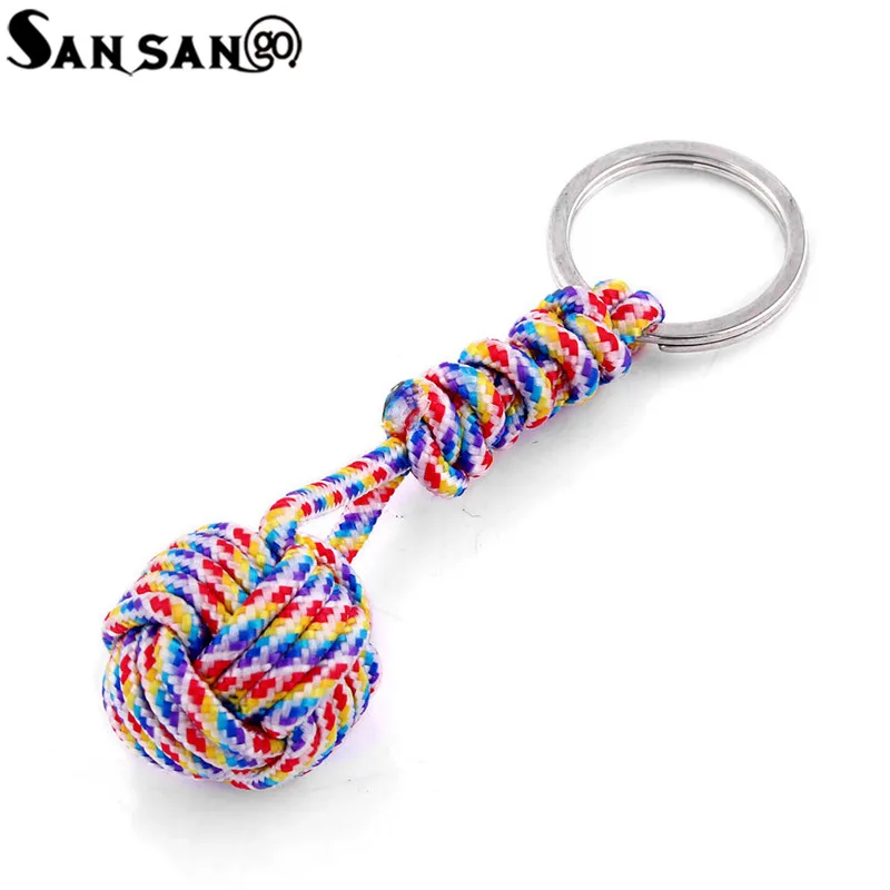 New Creative Design Polyester Braided Rope Ball fist key chain Self Defense parachute Lanyard Survival Outdoor Camping Jewelry