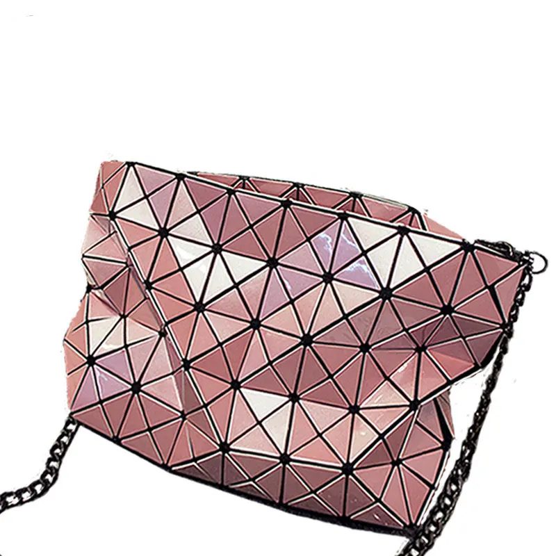 Edgy Geometric Plaid Chain Bag Fashion Rhombic Chequer Shoulder Bag Women Crossbody Bag Stylish Ladies Designer