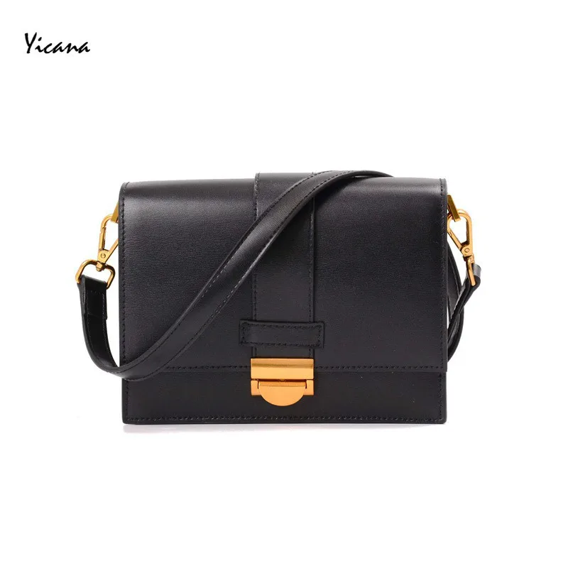 

Yicana 2018 New Style Cow Leather Woman Vintage Handbag Korea Fashion Flap bag