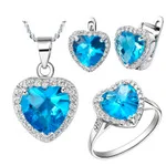 

Earrings Ring Pendant Necklace Purple gem White CZ 925 Sterling Jewelry Sets Wedding Engagement Jewelry Luxury Girls Wedding