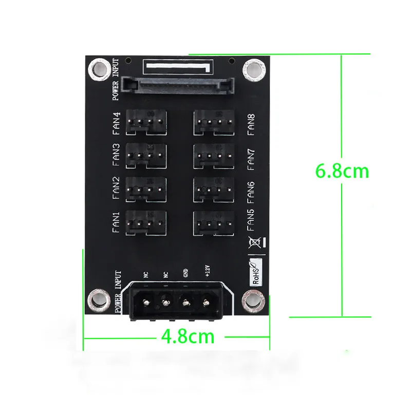 HL компьютер 12 В в мини контроллер вентилятора 4Pin и SATA 15Pin до 8 интерфейс