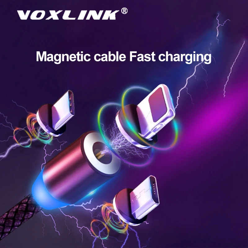 

VOXLINK Magnetic USB 3 in 1 Cable for iPhone Xs 8 & USB Type C Cable & Micro USB Nylon Braided for Samsung Xiaomi Huawei USB C