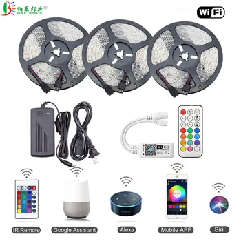 

5m 10m 15m SMD 2835 DC 12V Flexible WiFi RGB LED Strip Light 5M 300leds LED Tape Ribbon Colorful Rope String For Home Decoration