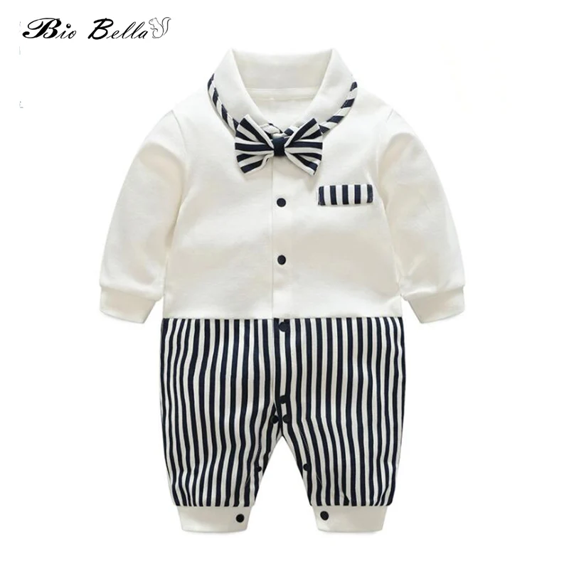 

Newborn Baby Rompers Cotton Bow Tie Gentleman Party Clothing Toddler Prince Overalls Newborn Infant Jumpsuits Baby Boy Clothes