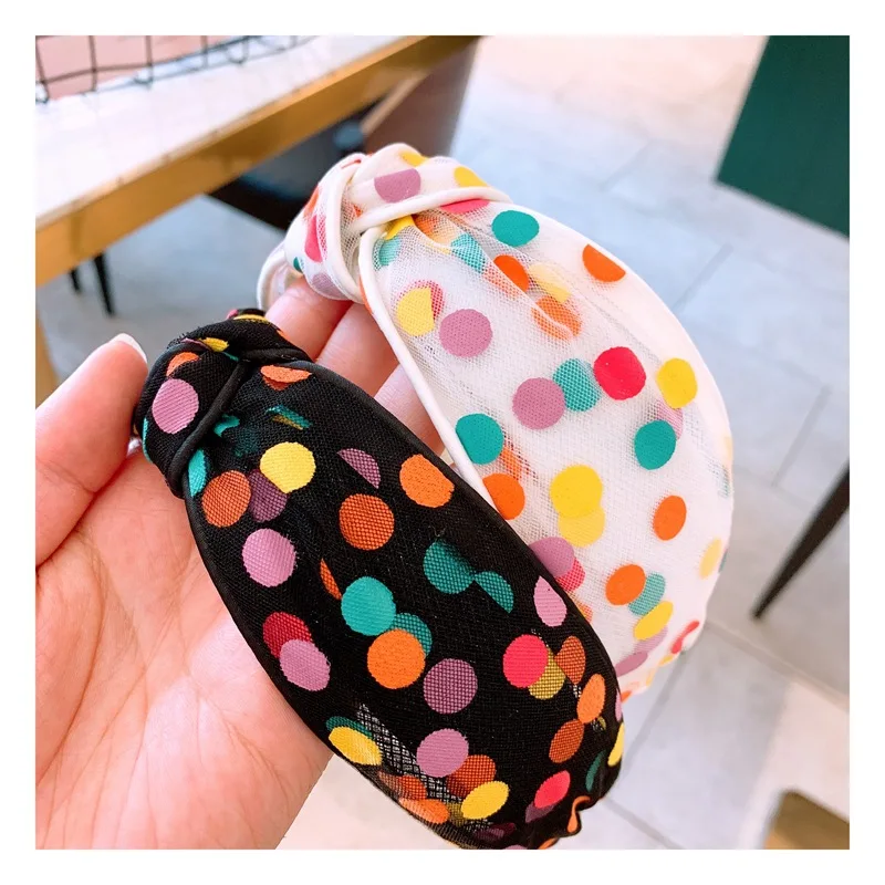 

2019 Fashion korean style Lace Knot Hair Bands For Women Dot diademas para el pelo mujer hair accessories hair clips headband