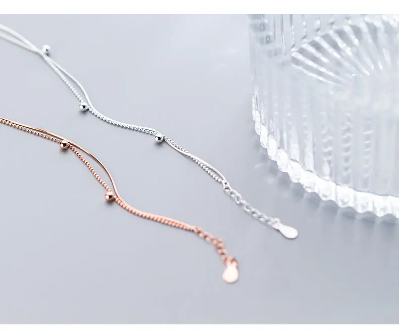 La MaxZa, двухслойные браслеты-цепочки для женщин, 925 пробы, серебро, розовое золото, браслет, минималистичное ювелирное изделие, женские аксессуары