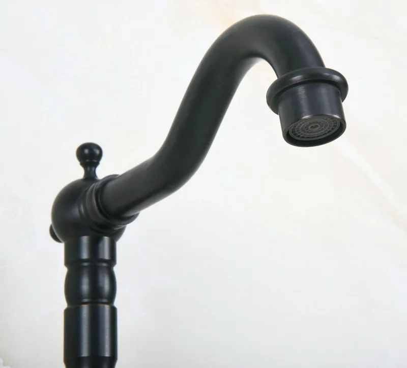 Black Oil Rubbed Bronze Ceramic Base Kitchen Wet Bar Bathroom Vessel Sink Faucet Single Hole Swivel Spout Mixer Tap anf654