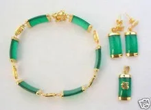 

Beautiful green gem bangle earring pendan jewelry sets Quartz Fine Plated Bridal wide watch wings queen Luxury Girls Wedding
