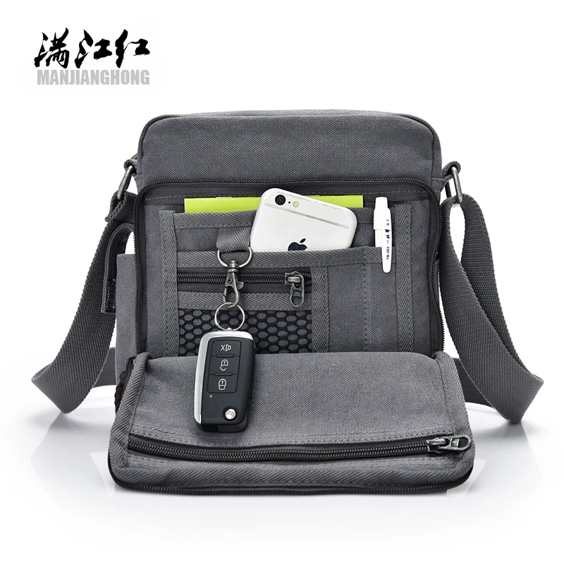 

New Vintage Men's Shoulder Bag Quality Canvas Men Messenger Bag Multi Function Brand Mini Size Style Crossbody Bags For Man