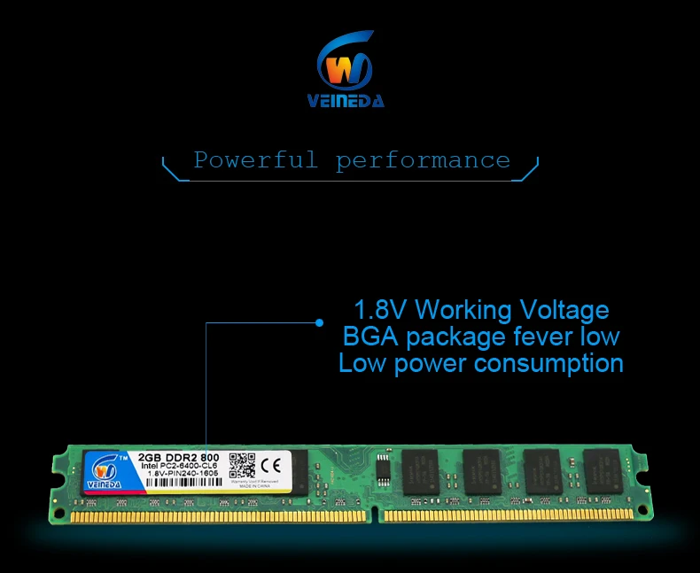 VEINEDA Настольные ПК оперативная память ddr2 1 Гб 2 ГБ 4 ГБ 533 667 800HMz PC2 6400 память ddr 2 PC2-6400 240pin для AMD Intel® для настольных ПК