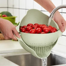 Двойная круглая дренажная корзина для очистки дренажного хранения фруктов овощей орехов зерна волокна PP эко кухонный инструмент Помощник дренажная корзина