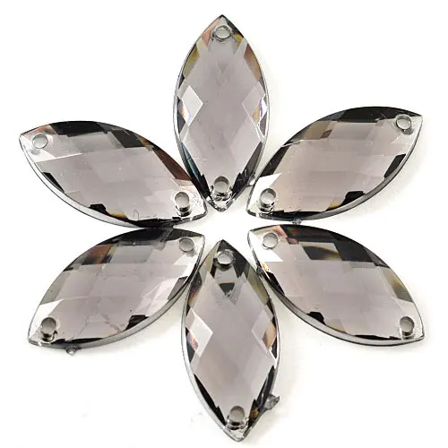 Black-Diamond Смешанные цвета конский глаз пришивные стразы акрил блестящие стразы плоские с оборота лист пришивные стразы для одежды B3072 - Цвет: Black-Diamond