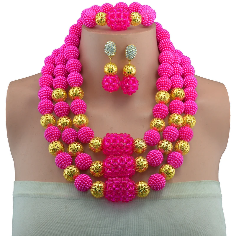 2017 Fashion Peach gold color jewelry set nigerian wedding african