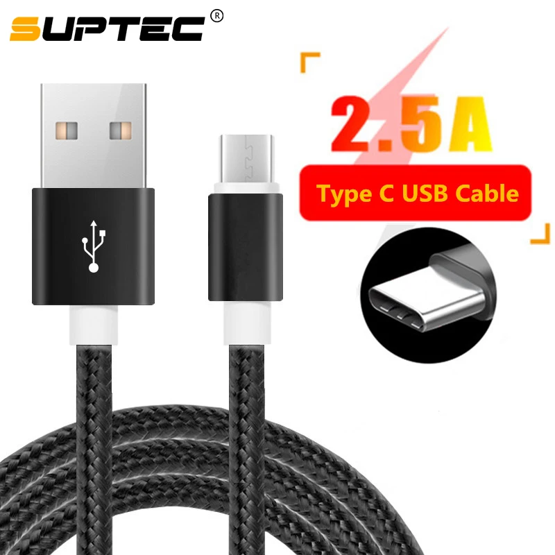 

SUPTEC 2.5A Quick Charging USB Type C Cable for Huawei P9 P10 P20 Typec Data Sync Charger for Xiaomi Mi 8 Samsung Galaxy S10 S9