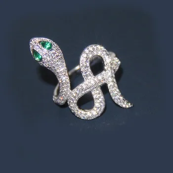 

Fashion AAA CZ Zircon Green Eyes Snake Finger Ring Animal Snake 8 Shape Ring Women Wedding jewelry