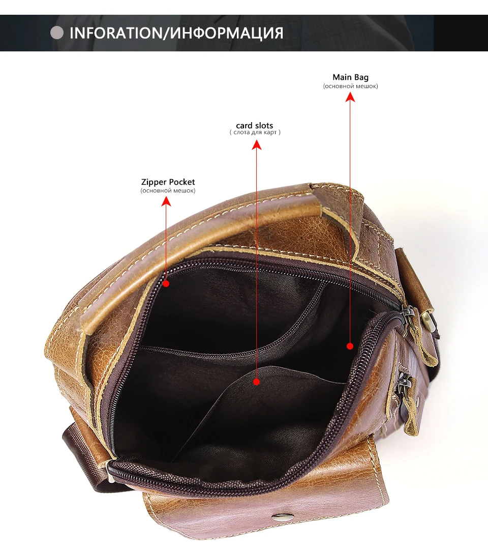 Genuine Leather Men Bags Oil Leather Messenger Bag Men Shoulder Crossbody Bags Male Flap Small Handbags Shoulder Bag  (9)