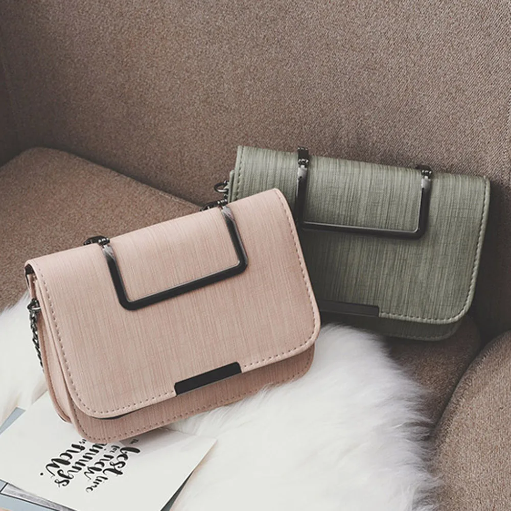 

Women Solid Button Color Shoulder Bags Leather Messenger Bag Designer Chain Shoulder Crossbody Bag Messenger Phone Hand Bags